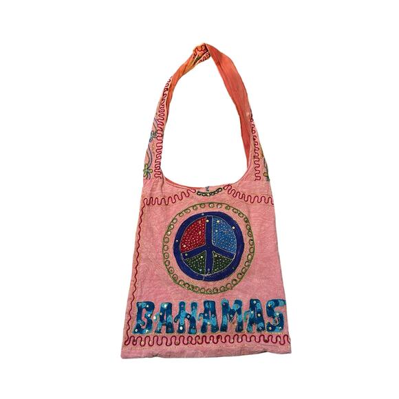 Boho Bahamas Distressed Pink Purse Messenger Bag - Picture 1 of 6